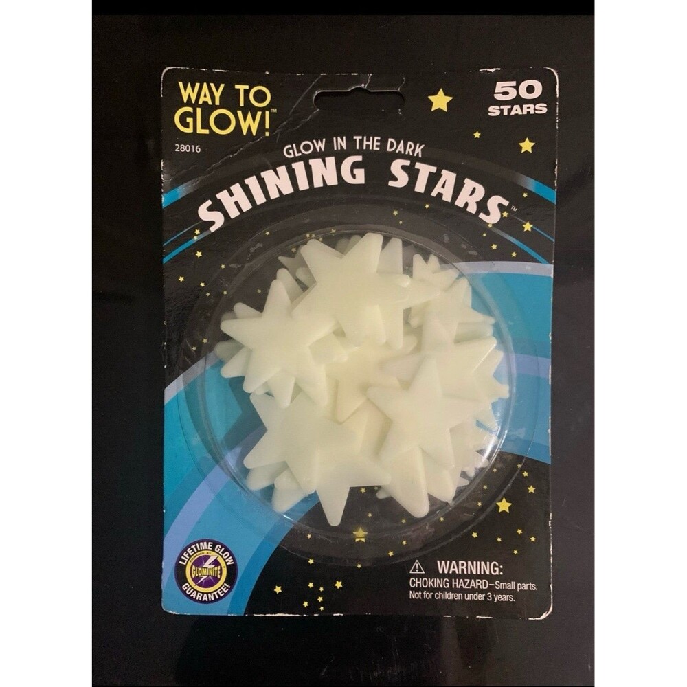 Way To Glow! Glow in the Dark Reusable Star Wall Decals 50 Pack White